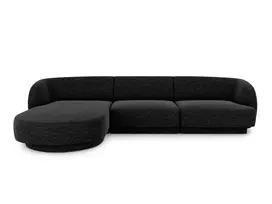 Kampinė sofa - kairė, Miley, 4 sėdimos vietos, 255x156x70, antracito spalvos