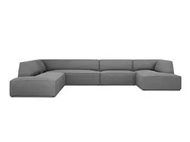 U formos kampinė sofa - kairė, Ruby, 7 sėdimos vietos, 366x273x69, pilka