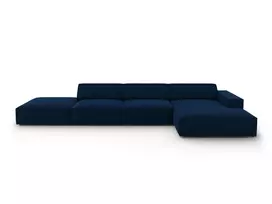 Velvet modulinė kampinė sofa - dešinė, Jodie, 5 vietų, 341x166x70, karališkoji mėlyna