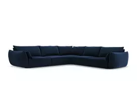 Velvet u formos kampinė sofa, Kaelle, 7 sėdimos vietos, 286x286x85, karališkoji mėlyna