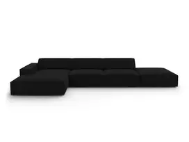 Velvet modulinė kampinė sofa - kairė, Jodie, 5 sėdimos vietos, 341x166x70, juoda
