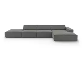 Velvet modulinė kampinė sofa - dešinė, Jodie, 5 vietų, 341x166x70, šviesiai pilka