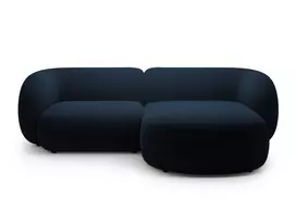 Velvet modulinė kampinė sofa - dešinė, Kate, 2 sėdimos vietos, 255x176x76, karališkoji mėlyna