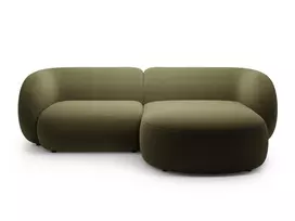 Velvet modulinė kampinė sofa - dešinė, Kate, 2 sėdimos vietos, 255x176x76, žalia