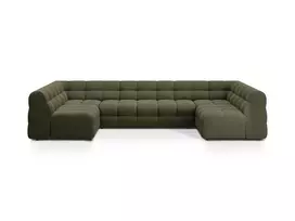 Velvet U formos sofa, Kendal, 7 sėdimos vietos, 372x203x79, Amazon Green