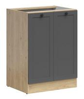 Virtuvinė spintelė Junona Line K24-D2D/60/82, ruda/pilka