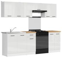 7-ių dalių virtuvės baldų komplektas Junona Line, baltos/smėlio spalvos