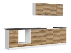 9-ių dalių virtuvės baldų komplektas Junona Line, 300 cm, rudas