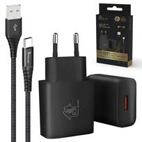 Extralink Smart Life | Rinkinys USB Type-A to Type-C, 200cm, Juodas + kroviklis 12W | Juoda