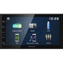 Kenwood Electronics DMX129DAB. Produktfarbe: Schwarz, DIN Größe: 2 DIN, Ausgangsleistung: 64 W. Audio D/A Konverter: 24bit, Unterstützte Audioformate: AAC, FLAC, HE-AAC, MP3, SBC, WAV, WMA, Unterstützte Videoformate: H.264, MKV, MPEG1, MPEG2, MPEG4. Display-Typ: LCD, Art des Touchscreens: Kapazitiv, Bildschirmdiagonale: 17,3 cm (6.8). Bluetooth-Profile: A2DP, AVRCP, HFP, PBAP, Bluethooth-Reichweite: 10 m, USB-Stecker: USB Typ-A. Unterstützte Bänder: AM, FM, LW, Digitales UKW-Radio: 87