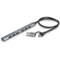 Delock 7 Port Slim USB Hub mit USB Type-C oder USB Typ-A zu 1 x USB 5Gbps Typ-A + 6 x USB 2.0 Typ-A