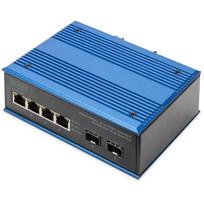 Digitus Industrial 4+2-Port Gigabit Ethernet PoE Switch. Switch-Typ: Unmanaged. Basic Switching RJ-45 Ethernet Ports-Typ: Gigabit Ethernet (10/100/1000), Anzahl der basisschaltenden RJ-45 Ethernet Ports: 4, Anzahl installierten SFP Module: 2. Vollduplex. MAC-Adressentabelle: 2000 Eintragungen, Routing-/Switching-Kapazität: 1Gbit/s. Netzstandard: IEEE 802.3af. DC input Spannung: 48 - 57 V. Power over Ethernet (PoE) (DN-651149)