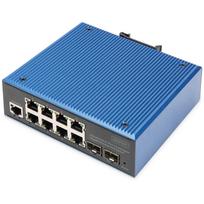 Digitus Industrial 8+2-Port L2 managed Gigabit Ethernet PoE Switch. Switch-Typ: Managed, Switch-Ebene: L2. Basic Switching RJ-45 Ethernet Ports-Typ: Gigabit Ethernet (10/100/1000), Anzahl der basisschaltenden RJ-45 Ethernet Ports: 8, Anzahl installierten SFP Module: 2. Vollduplex. MAC-Adressentabelle: 4000 Eintragungen, Routing-/Switching-Kapazität: 1Gbit/s. Netzstandard: IEEE 802.3af. DC input Spannung: 48 - 57 V (DN-651157)