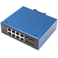 Digitus Industrieller 8+4 -Port Gigabit Ethernet PoE Switch. Switch-Typ: Unmanaged. Basic Switching RJ-45 Ethernet Ports-Typ: Gigabit Ethernet (10/100/1000), Anzahl der basisschaltenden RJ-45 Ethernet Ports: 8, Anzahl installierten SFP Module: 2, Anzahl installierte SFP Module: 2. Vollduplex. MAC-Adressentabelle: 8000 Eintragungen, Routing-/Switching-Kapazität: 1Gbit/s. Netzstandard: IEEE 802.3af. DC input Spannung: 48 - 57 V. Power over Ethernet (PoE) (DN-651153)