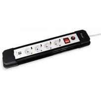 equip Life - Version 1 - Verlängerungsschnur - Wechselstrom 250 V - 3500 Watt - Eingabe, Eingang Typ F - Ausgangsanschlüsse: 4 (2 x USB, 4 x Stecker Typ F) - 1,5 m (245553)