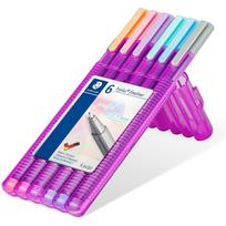 STAEDTLER Fineliner triplus pastel, 6er Etui Strichstärke: 0,3 mm, dreieckig, DRY SAFE, in patentierter - 1 Stück (334 SB6 PA)