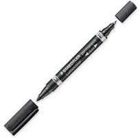 STAEDTLER Lumocolor Permanent-Marker duo, schwarz zwei Spitzen, Strichstärke: 0,6 mm und 1,5 mm, wisch- und (348-9)