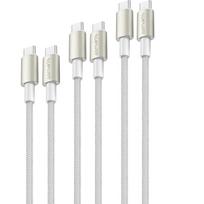 4smarts USB-C auf Kabel PremiumCord 60W 3er Set 0.5m+1.5m+3m weiss - Silber, Weiß - 3er (540621)
