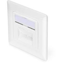 CAT.6A Datenanschlussdose, Unterputz, geschirmt, 2x RJ-45 LSA (weiß, Klasse EA, vertikale Kabelinstallation)