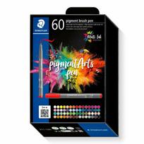 STAEDTLER Fasermaler pigment brush pen, 60er Kartonetui Pinselspitze, Multi Ink Tinte, permanent & wasserfest (371C60)