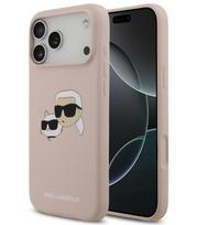 Rožinis dėklas Apple iPhone 17 Pro Max telefonui "Karl Lagerfeld Liquid Silicone Double Heads MagSafe Case"