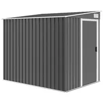 Outsunny Metalinis įrankių namelis 2,81 m² 154x206,5x181 cm, įrankių laikymo patalpa su vienšlaičiu stogu ir pamatu
