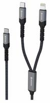 Swissten Textile 2-in-1 USB-C / Lightning Cable, 100W, 1.5m