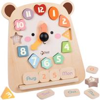 CLASSIC WORLD medinis meškiuko laikrodis Montessori 3in1
