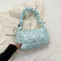 Fashion small fresh girls pleated shoulder bag women's autumn and winter new Korean version messenger bag women's bag mėlyna