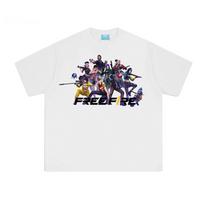 Free Fire Game T-shirt Cartoon Hip Hop Tee-shirt Graphic Printing Retro Casual High Quality Tshirt Unisex Cotton Tops XS balta