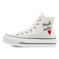 Converse Chuck Taylor All Star Lift High Valentino diena - Vintage White Moteriški kedai Egret Black 571119C 35