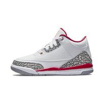 Air Jordan 3 Retro PS Cardinal Red Vaikams Sportbačiai Balti Šviesiai Karameliniai Cementiniai Pilki 429487-126 32