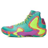 Li Ning Phantom 1 Cloud Shock Absorption Anti-Slip Support Mid-Top Basketball Shoes Men sneaker Green Yellow Purple ABAL001-1 45