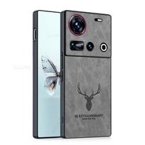 Cases For ZTE nubia Z70S Ultra 3D Cartoon Head Elk Deer Leather Protection Back Phone Case For Nubia Z70 Ultra Z50 Z60S Pro Soft Frame Silicone Cover Nubia Z70S Ultra pilka