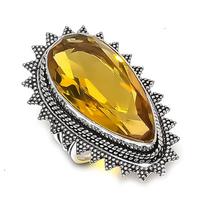 Citrine Gemstone 925 Sterling Silver Jewelry Ring Size 6.5