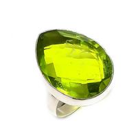 Peridot Gemstone 925 Sterling Silver Jewelry Ring Size 7.5 yellow