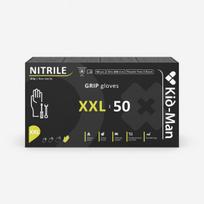 Pirštinės vienkartinės nitrilinės juodos, GRIP "XXL", 50vnt.