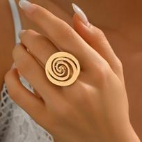 Fashion gold geometric spiral line ring women's light luxury niche opening adjustable index finger ring