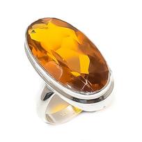 Citrino brangakmenio 925 svarų sterlingų sidabro žiedas Dydis 7