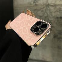 Applicable To Apple IPhone16Promax Leather Electroplating Full Inclusive Mobile Phone Case 15P Leopard Print Ins Comes with Lens Film iPhone 16