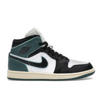 Air Jordan 1 Mid Oksiduotos žalios spalvos moteriški sportbačiai Balti Juodi Šviesiai žali FQ7818-100 36.5