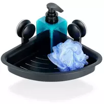 Kampinė dušo lentyna Vilde, juoda, 28x22x12 cm