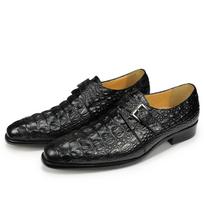 Madingi prabangūs krokodilo rašto formalūs odiniai batai Vyriški vieno dirželio Monk batai Oxford Vyriški itališko stiliaus loaferiai Sapato Social Masculino Zapatilla 39 juoda
