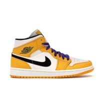 Air Jordan 1 Mid Lakers Vyriški sportbačiai Auksiniai University-Auksiniai Šviesiai-Dramblio Kaulo-Teismo Violetiniai-Juodi 852542-700 44.5