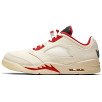 Air Jordan 5 Retro Low Kinų Naujieji 2021 Unisex Sportbačiai Cream Sail Chile-Red DD2240-100 36
