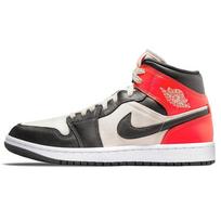 Air Jordan 1 Mid SE Newsprint moteriški sportbačiai, šviesiai rudi, ryškiai raudoni, tamsiai raudoni, DQ6078-100 36