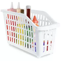 Plastikinis dėklas su ratukais 13 l, baltas, 46x18x26,5 cm
