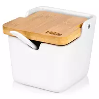 Cukrinė Vilde iš keramikos ir bambuko su šaukšteliu, 250 ml