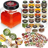 Prieskonių indeliai Vilde 100 ml, 24 vnt. su 90 lipdukų