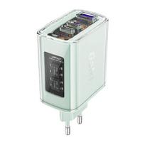 Tinklo įkroviklis GaN 65W 3 portai 1x USB 2x USB-C žalias